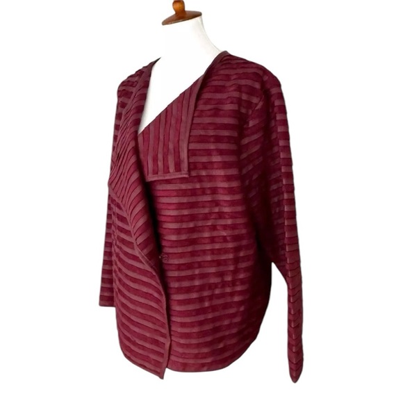 The Limited Wonen Faux Suede Pieced Open Moto Jacket Oxblood Red 2X - Picture 5 of 16